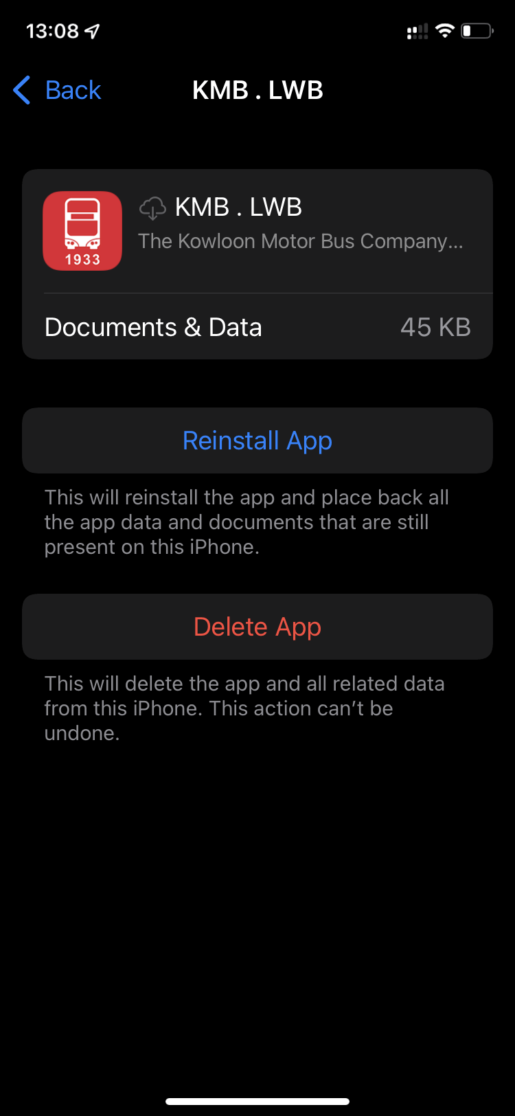 007 - Offload 後你會見到, Reinstall App, 不要點擊Reinstall App