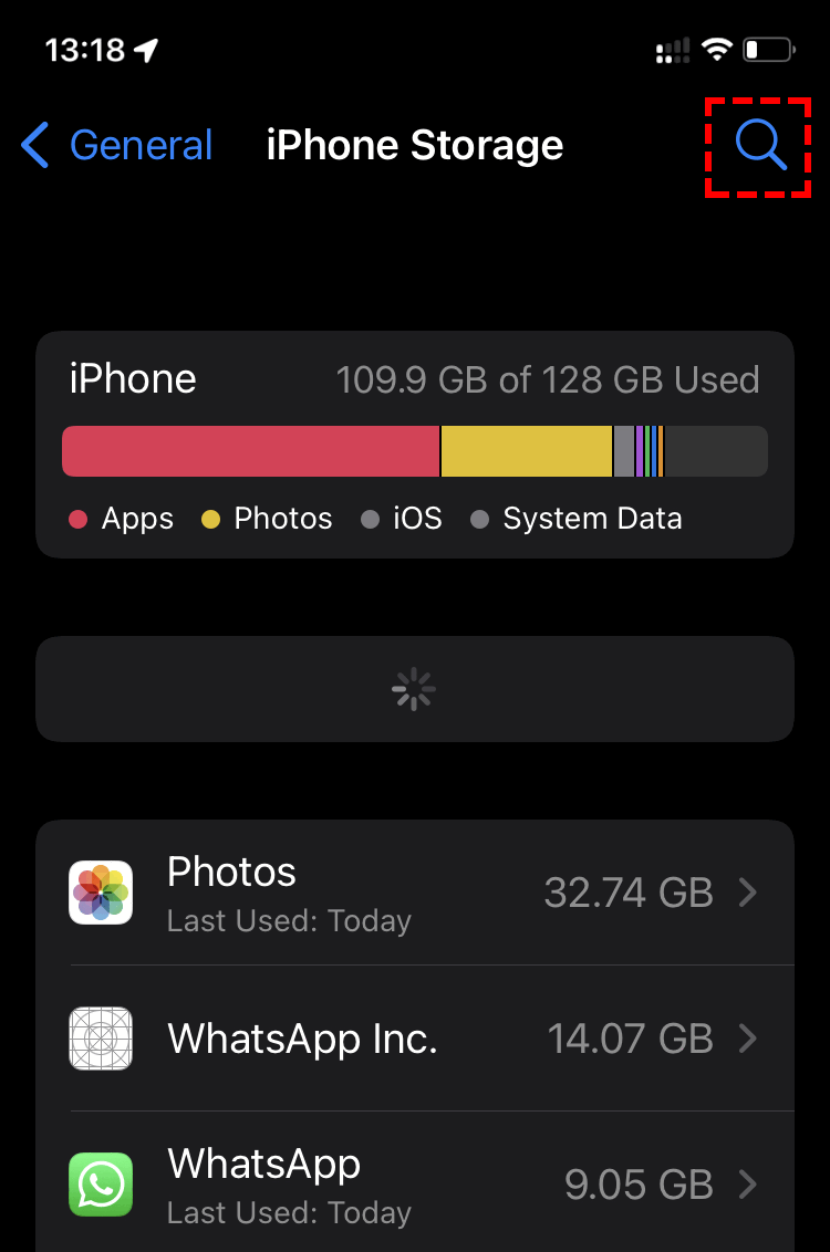 004 - Iphone Storage 點擊 Search Icon