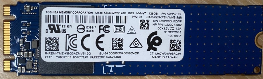 K8G30ZMV128, NVMe 128GB SSD