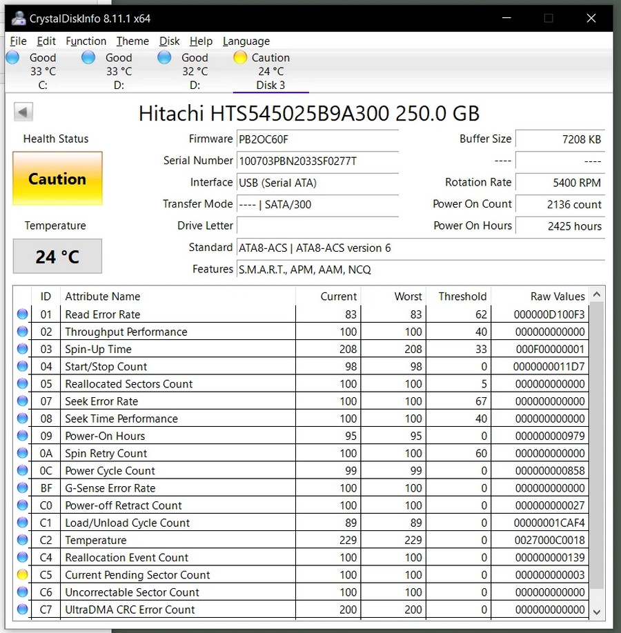 HTS545025B9A300 Bad Sector